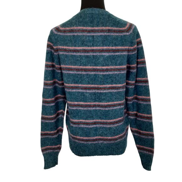 Vintage 70s Shetland Wool Pullover Sweater Icelandic Preppy Collegiate Henley - Picture 2 of 9